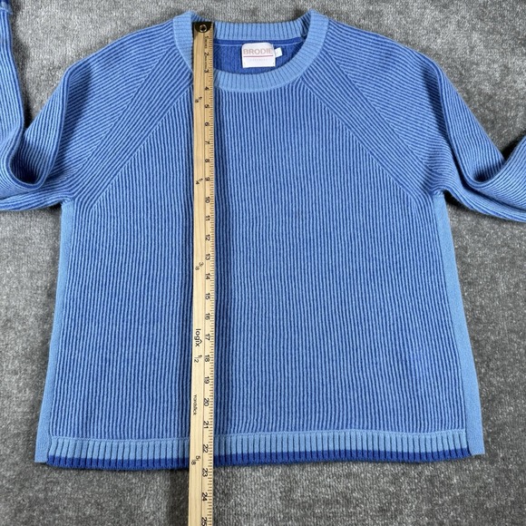Brodie Sweater Women's Large Blue Cashmere Crew Neck Ribbed Romantic Soft Girl - Picture 8 of 8